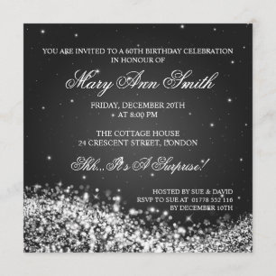Invitation Élégant 60e anniversaire fête étincelante Vague no