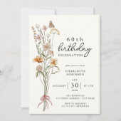 Invitation Élégant 60e anniversaire floral (Devant)