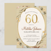 Invitation Élégant 60e anniversaire Floral Chaleur couleurs d (Devant / Derrière)