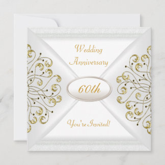 Invitation Élégant 60e anniversaire Mariage Or blanc