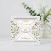 Invitation Élégant 60e anniversaire Mariage Or blanc (Debout devant)