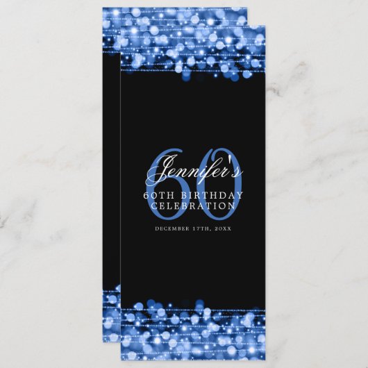 Invitation Elégant 60e anniversaire Menu de fête Marine (Devant / Derrière)