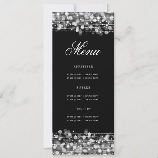 Invitation Elégant 60e anniversaire Menu Fête Argent (Dos)