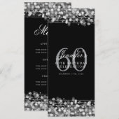 Invitation Elégant 60e anniversaire Menu Fête Argent (Devant / Derrière)