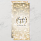 Invitation Élégant 60e Anniversaire Menu Gold Bokeh (Devant / Derrière)