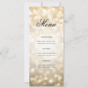 Invitation Élégant 60e Anniversaire Menu Gold Bokeh