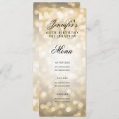 Invitation Élégant 60e Anniversaire Menu Gold Bokeh Lights (Devant / Derrière)