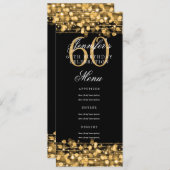 Invitation Élégant 60e anniversaire Menu Gold Lights (Devant / Derrière)
