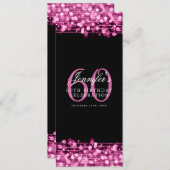 Invitation Élégant 60e Anniversaire Menu Hot Pink (Devant / Derrière)