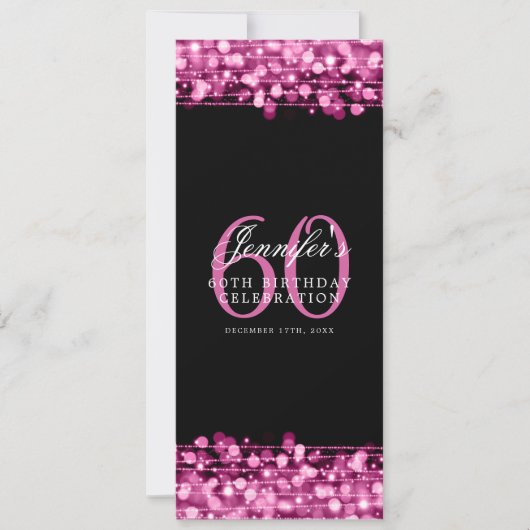 Invitation Élégant 60e Anniversaire Menu Hot Pink (Devant)