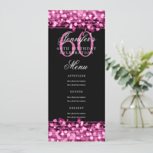 Invitation Élégant 60e Anniversaire Menu Hot Pink Lights
