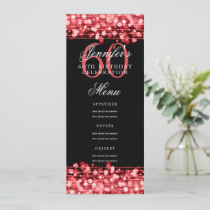Invitation Élégant 60e Anniversaire Menu Red Lights