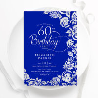 Élégant 60e anniversaire Royal Blue Silver Roses