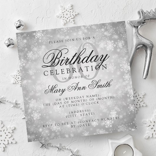 Invitation Élégant 60e anniversaire Silver Winter Wonderland