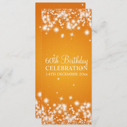 Invitation Elegant 60e Birthday Winter Sparkle Orange (Devant / Derrière)