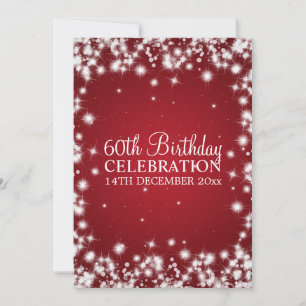 Invitation Elegant 60th Birthday Party Winter Sparkle Red