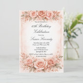 Invitation Élégant 65e anniversaire Rose Blush (Debout devant)