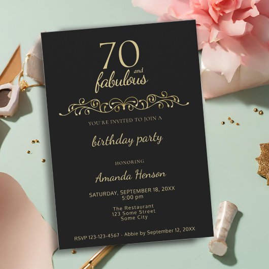 Invitation Elégant 70 et fabuleux ornement 70e anniversaire