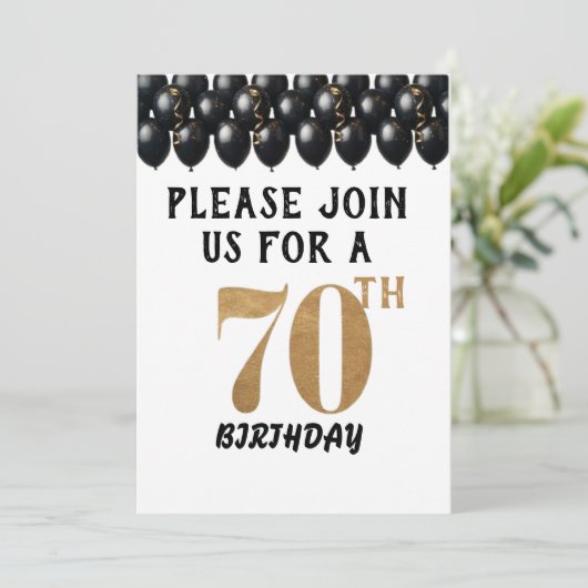 Invitation Élégant 70e anniversaire (Debout devant)