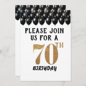 Invitation Élégant 70e anniversaire (Devant / Derrière)