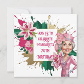 Invitation Élégant 70e anniversaire avec personnalisation Car (Devant)