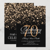 Invitation Elégant 70e anniversaire de fête Gold Midnight Gla (Devant / Derrière)
