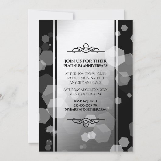 Invitation Élégant 70e anniversaire de Mariage Platinum (Dos)