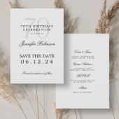 Invitation Elégant 70e anniversaire Enregistrer la date avec
