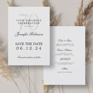 Invitation Elégant 70e anniversaire Enregistrer la date avec