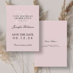 Invitation Elégant 70e anniversaire Enregistrer la date Blush