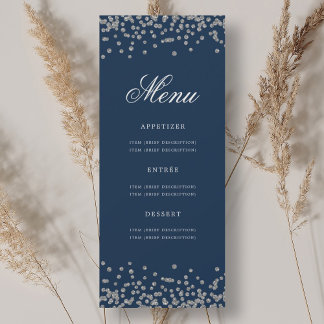 Invitation Elégant 70e Anniversaire Menu Argent Confetti Mari