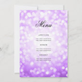 Invitation Élégant 70e Anniversaire Menu Bokeh violet (Dos)