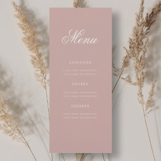 Invitation Elégant 70e anniversaire Menu fête Rose Dusty