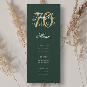 Invitation Elégant 70e anniversaire Menu Gold Green