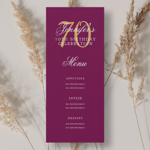 Invitation Elégant 70e Anniversaire Menu Gold Magenta
