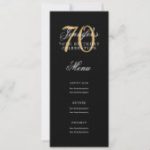 Invitation Elégant 70e Anniversaire Menu Gold Noir (Devant)