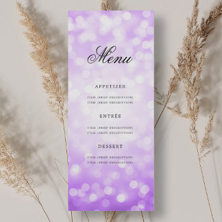 Invitation Elégant 70e Anniversaire Menu Purple Bokeh