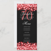 Invitation Elégant 70e Anniversaire Menu Ruby Red Lights (Devant)