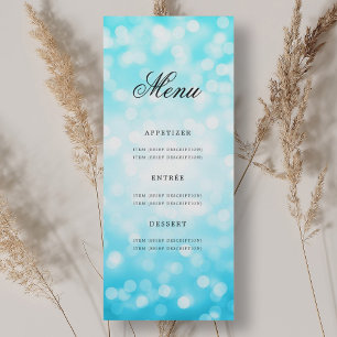 Invitation Elégant 70e Anniversaire Menu Turquoise Bokeh