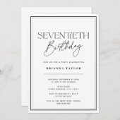 Invitation Elégant 70e anniversaire Noir & Blanc (Devant / Derrière)