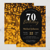 Invitation Elégant 70e anniversaire Or Noir Simple Personnali (Devant / Derrière)