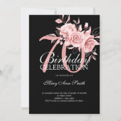 Invitation Elégant 70e anniversaire Rose de fête Gold Floral (Devant)