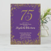 Invitation Élégant 75e Anniversaire Violet Or (Debout devant)