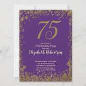 Invitation Élégant 75e Anniversaire Violet Or (Devant)