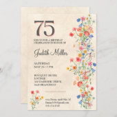 Invitation Elégant 75ème anniversaire - Floral Party Design (Devant / Derrière)