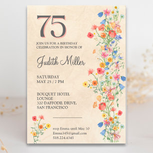 Invitation Elégant 75ème anniversaire - Floral Party Design