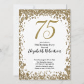 Invitation Elegant 75th Birthday White and Gold Sequin (Devant)