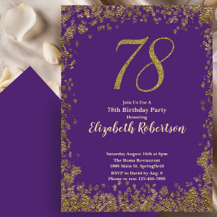 Invitation Élégant 78ème Anniversaire Violet Or