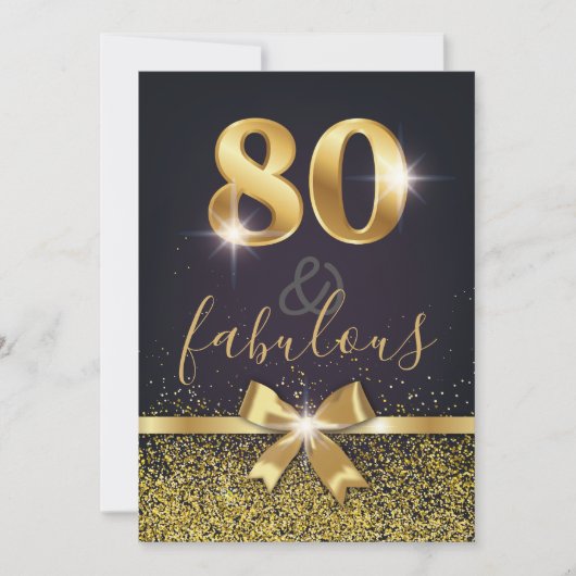 Invitation Elégant 80 & Fabulous Gold Parties scintillant 80e (Devant)