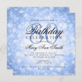 Invitation Elégant 80e anniversaire Blue Winter Wonderland (Devant / Derrière)